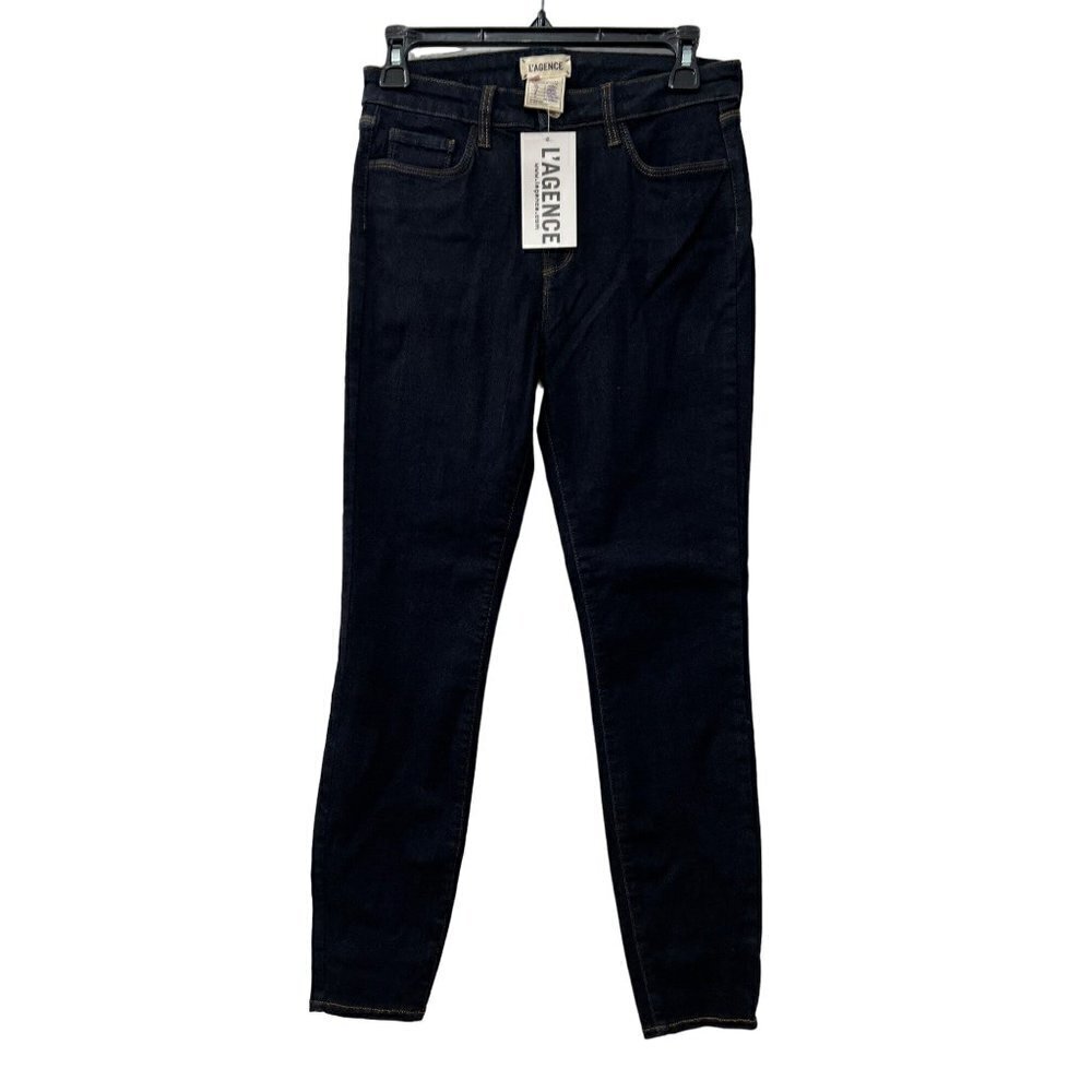 New L'AGENCE Size 27 Margot High-Rise Skinny Jeans Midnight Blue 2294DNM - Picture 2 of 14